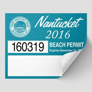 Nantucket Beach Permit Sticker Decal 2016 ACK