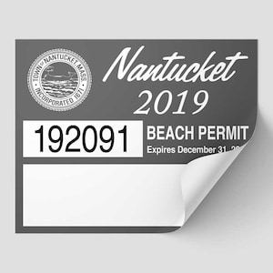 Nantucket Beach Permit Sticker Decal 2019 ACK