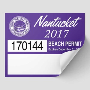 Nantucket Beach Permit Sticker Decal 2017 ACK