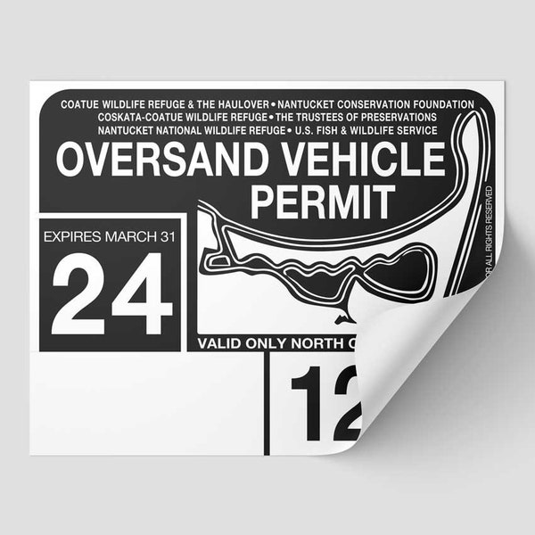 2024 Nantucket Oversand Vehicle Permit Sticker - ACK Beach Permit Great Point Decal