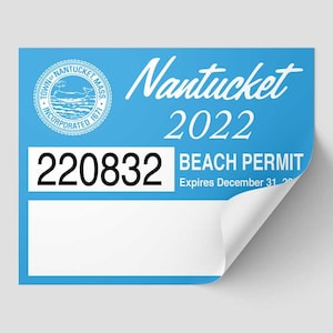 Nantucket Beach Permit Sticker Decal 2022 ACK