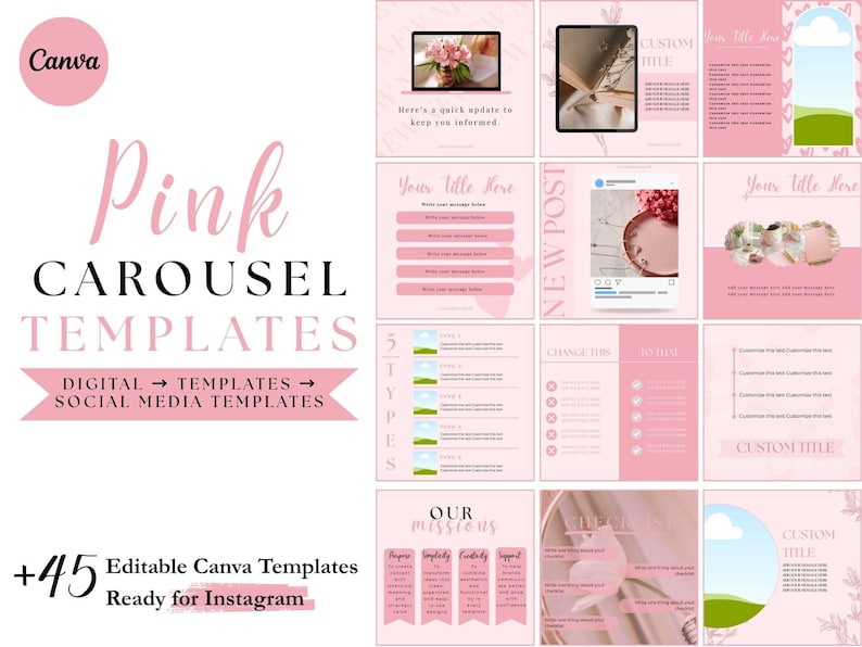 Pink Instagram Carousel Templates | 45+ Editable Canva Templates ...