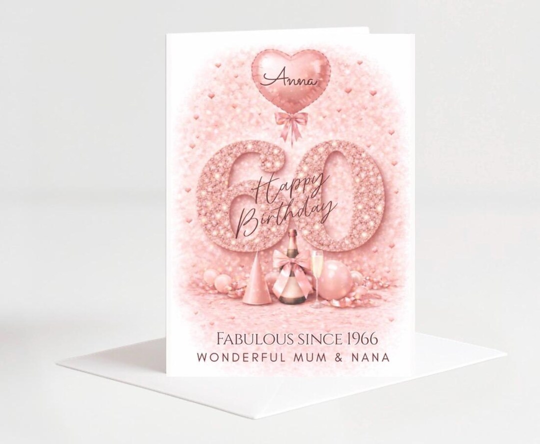 Personalised 60th Birthday Card | Rose Gold Champagne Celebration ...