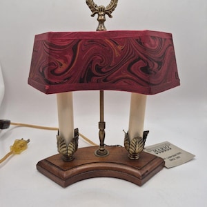 Vintage Mario Lampcrafters Bouillotte Brass And Wood Table Lamp 2 Candle Lights image 1