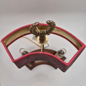 Vintage Mario Lampcrafters Bouillotte Brass And Wood Table Lamp 2 Candle Lights image 12