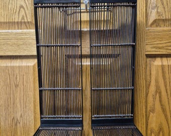 Juego de 2 apliques de pared vintage de bambú negro con estantes, estilo bohemio, moderno de mediados de siglo, Tokio, 6x18