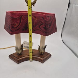 Vintage Mario Lampcrafters Bouillotte Brass And Wood Table Lamp 2 Candle Lights image 14