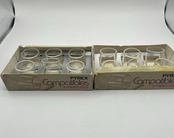 Vintage Pyrex Compatibles Clear Glass 54 Napkin Rings 2 Boxes Of 6