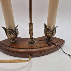 Vintage Mario Lampcrafters Bouillotte Brass And Wood Table Lamp 2 Candle Lights image 11