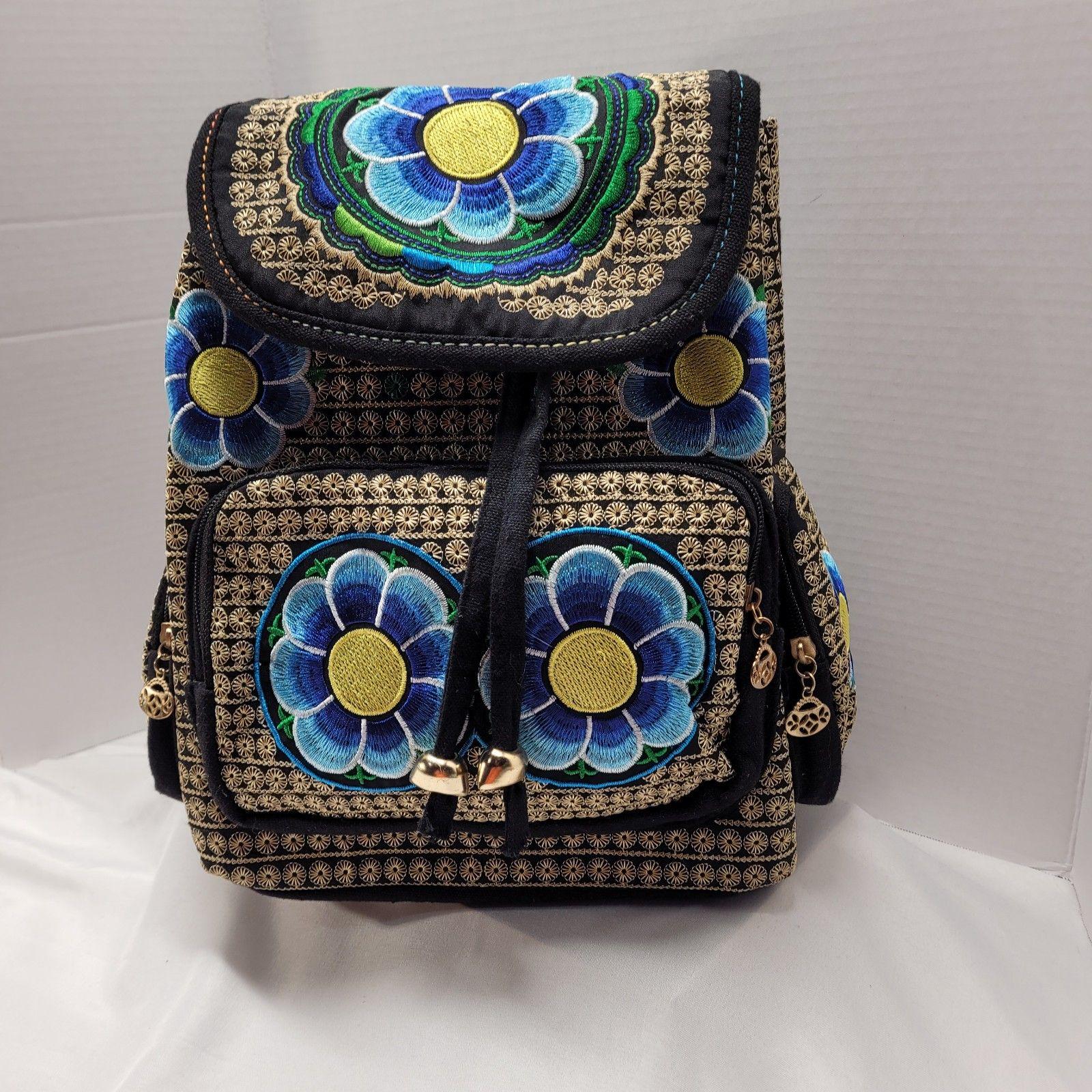 Mexican Embroidered Leather Backpack - Etsy