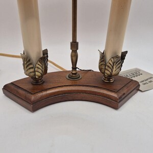 Vintage Mario Lampcrafters Bouillotte Brass And Wood Table Lamp 2 Candle Lights image 2