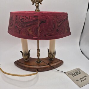 Vintage Mario Lampcrafters Bouillotte Brass And Wood Table Lamp 2 Candle Lights image 6