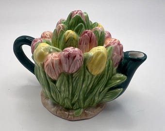 Papel Giftware Freelance March- Tip Toe Through Tulips Hand Painted Teapot