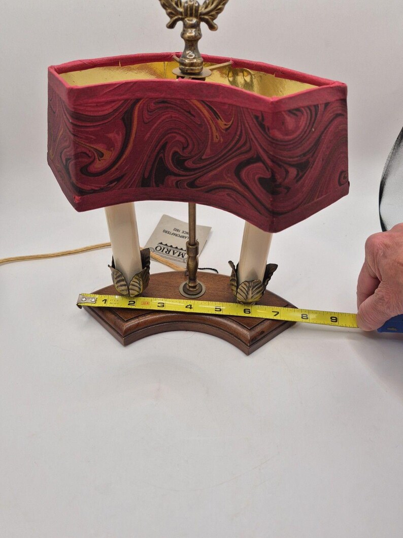 Vintage Mario Lampcrafters Bouillotte Brass And Wood Table Lamp 2 Candle Lights image 13