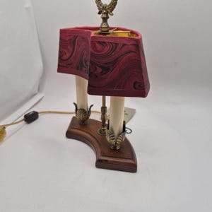 Vintage Mario Lampcrafters Bouillotte Brass And Wood Table Lamp 2 Candle Lights image 16