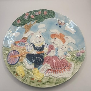 Piatto da portata decorativo 3D CKA Pasqua Peter Coniglietto con coda di cotone Signor e Signora Carro