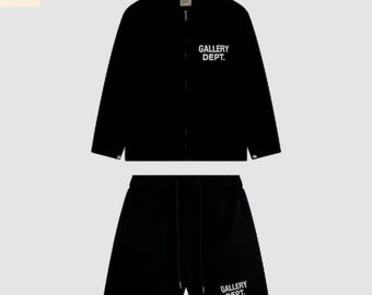 Conjunto de dos piezas estilo galería de chaqueta y pantalones cortos de calle informal