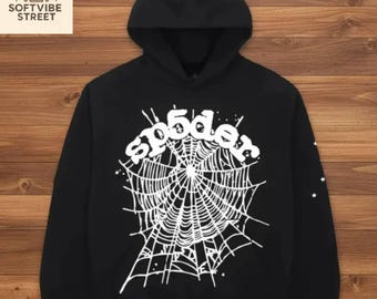Schwarzer Spinnennetz Hoodie, Gothic Grafik Hoodie, Unisex Streetwear Pullover