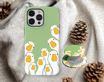 Funny Duck Group telefoonhoesje, schattige dieren iPhone-hoesje, schattige eend iPhone-hoesje, Goose Flock telefoonhoesje, iPhone 17 16 15 14 13 12, Samsung S25