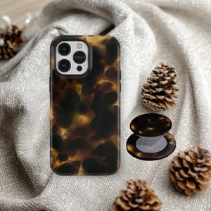 Tortoise Shell Phone Case, Tortoiseshell Phone Case, Dark Amber Leopard Marble Cover, iPhone 17 16 15 14 13 12 11, Samsung S25 S24 S23