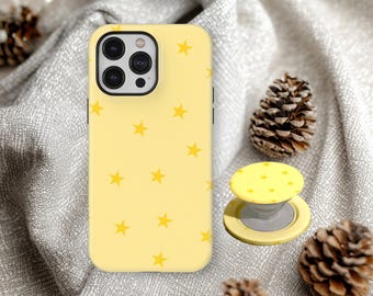 Yellow Stars New iPhone Case, Retro Stars Pattern Phone Case, Cute Y2K Aesthetic Cover, iPhone 17 16 15 14 13 12 11 Pro Max, Samsung S25 S24