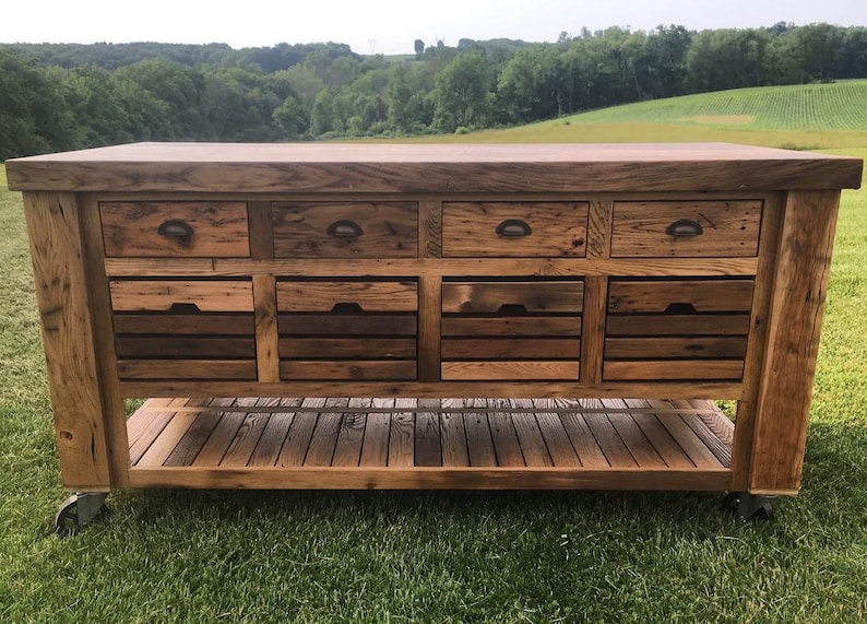 Reclaimed Barnwood Kitchen Island Etsy