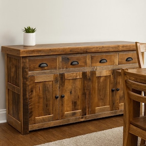 Aparador de madera recuperada de granero: mueble de almacenamiento artesanal de 152 cm (60")