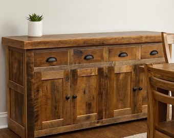 Reclaimed Barnwood Buffet: 60" Handcrafted Storage Cabinet
