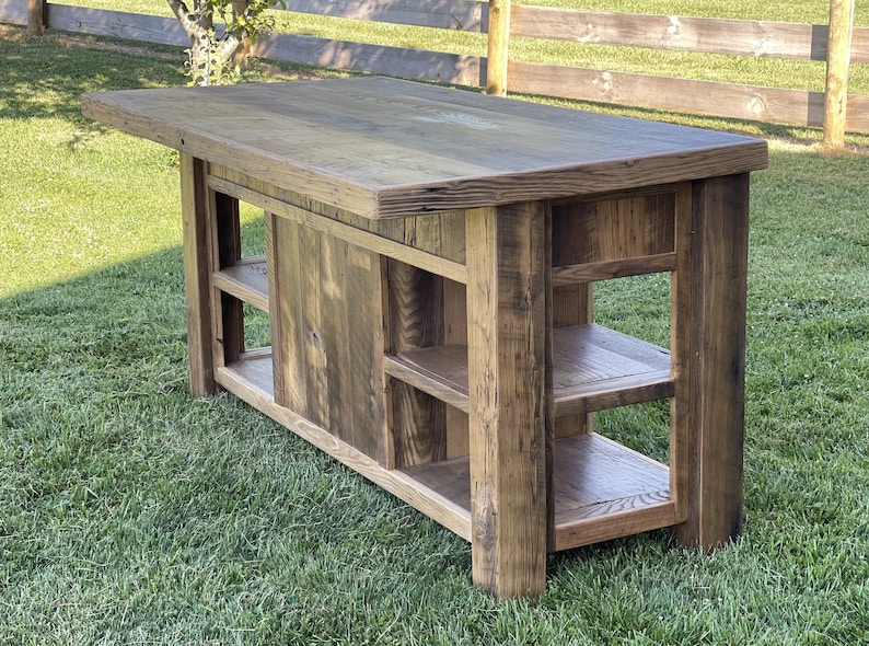 Reclaimed Barnwood Kitchen Island Etsy