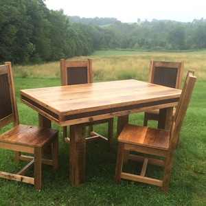 Reclaimed Oak/Metal Table Set