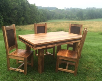 Reclaimed Oak/Metal Table Set