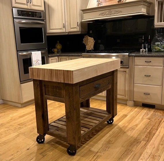 Butcher Block Kitchen Island Cart Hawthorne Home Brooke Pine Kitchen