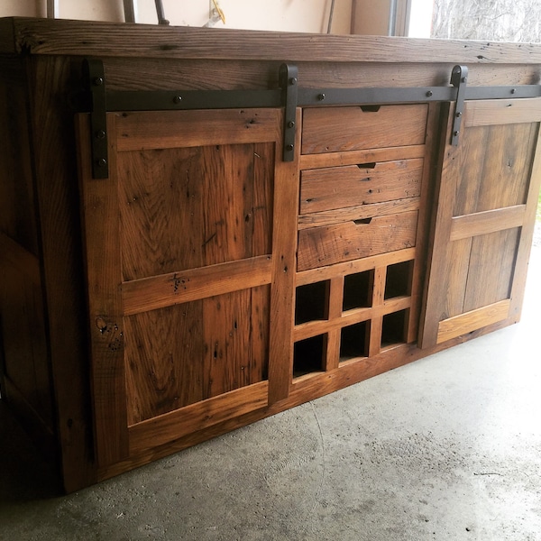 Reclaimed Barnwood Barn Door Buffet