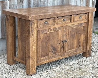 Oak Kitchen Island with Top Overhang for Seating - Ready to Ship