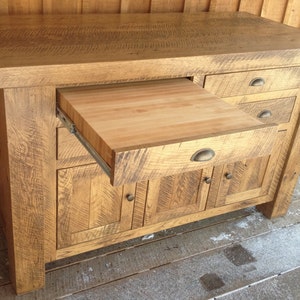 Oak Kitchen Island with Sliding Cutting Board