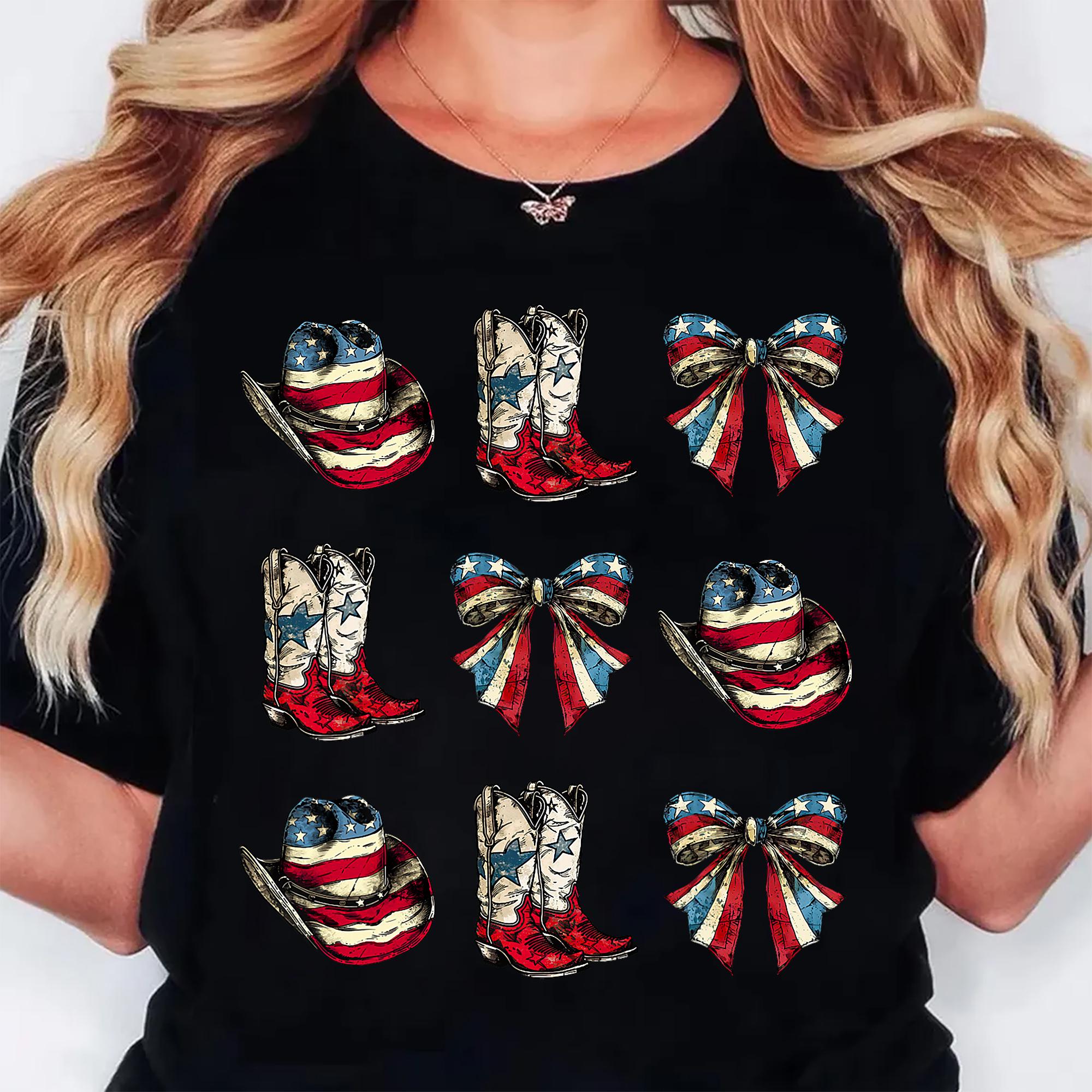 Patriotic Coquette Cowgirl Boots Png Bundle, Preppy 4th of July Western ...