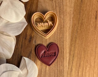 Heart Polymer clay cutter STL | Heart earring cutter | Clay jewelry tool | Digital download | Valentines day cutter | Amore clay cutter