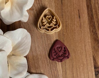 Scallop Imprint Heart Line Polymer clay cutter STL | Earring cutter | Clay jewelry tool | Digital download | Stud Mini Dangle | 25mm
