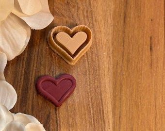 25mm Heart Imprint Polymer clay cutter STL | Flower earrings | Clay jewelry tool | Digital download | Valentines day cutter | Scallop