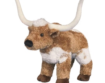 Longhorn Cow with a personalized ear tag plush western decor