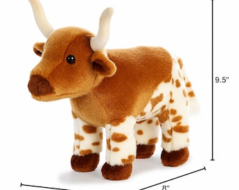 Longhorn Cow with a personalized ear tag plush western decor
