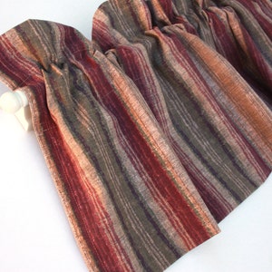 Prominent Valance Curtains Brown Maroon Hunter Green Stripes Etsy