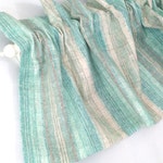 Aqua Valance Curtain Blue Green And Tan Cream Stripes 43 Etsy