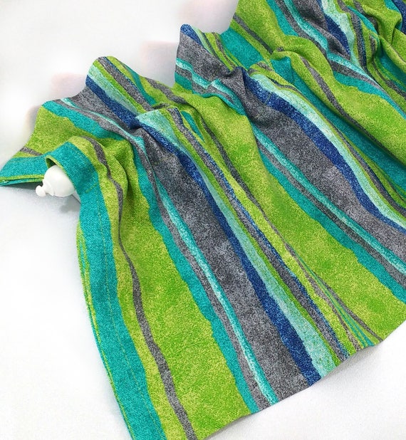 Lynn Valance Kitchen Curtains Blue Green Aqua Gray Stripes Etsy