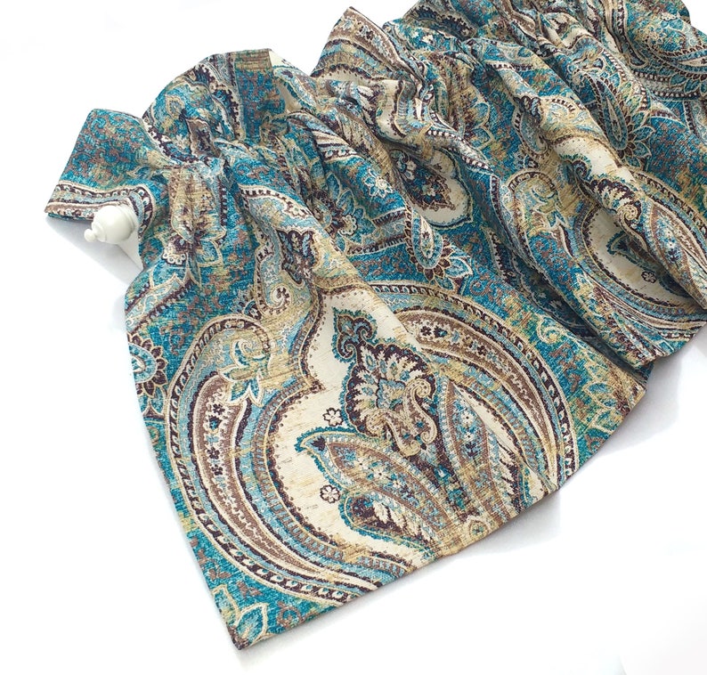 Splendid Valance Curtains Teal Turquoise Gold Tan Brown Cream Etsy