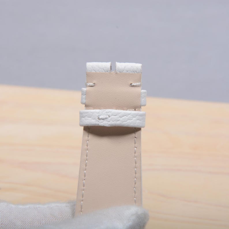 Genuine Cow Leather White Watch Strap for Ulysse Nardin 243-10 image 9