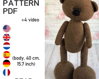 Padrão de crochê amigurumi da ursinha Tilda. Sem roupa. Calças não incluídas. PDF por Irina Tarasova
