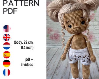 Crochet doll base pattern, Laurie amigurumi the doll, Basic doll, tutorial body doll