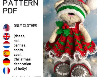 Yollie Häkelanleitung für Weihnachtsoutfit von Irina Tarasova. Einfacher und schöner Stil für Spielzeug