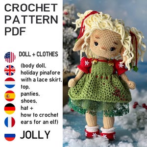 Patrón de amigurumi para muñeca. Conjunto navideño de ropa de invierno. Patrón de crochet. Solo ropa, muñeca no incluida.